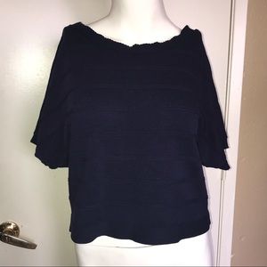 Navy Blue Loose Fit Crop Top